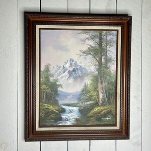 Mid Century R Danford Signed mountain and River Oil Painting